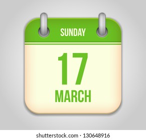 Vector calendar apps icon. 17 march Saint Patrick's Day