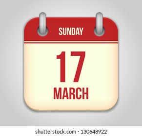 Vector calendar apps icon. 17 march Saint Patrick's day
