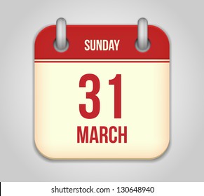 Vector calendar apps icon. 31 march 2013 Easter day