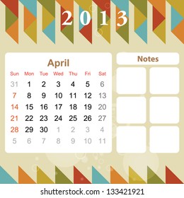 Vector calendar, april 2013