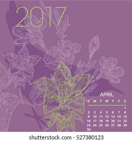 Vector calendar April 2017