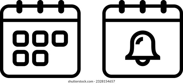 Iconos del calendario vectorial y del timbre como recordatorio del evento