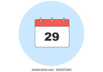 Vector of a calendar for business design or other things, objects, with day 29th