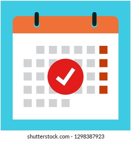 Vector calendar and checked icon. Schedule, appointment, Reminder agenda, important date concept. Design by Inkscape.