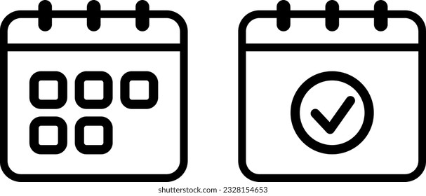 Vector calendar and checkmark icons as reminder of event