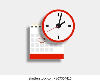 Vector calendar and clock icon. Schedule, appointment, important date concept. Modern flat design illustration