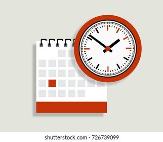 Vector calendar and clock icon. Schedule, appointment, important date concept. Modern flat design illustration