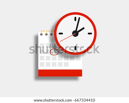 Vector calendar and clock icon. Schedule, appointment, important date concept. Modern flat design illustration