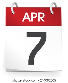 Vector Of A Calendar Of The Date April 7th.