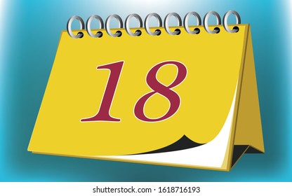 Vector calendar date - day eighteen - business office event sign, reminder icon