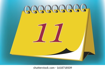 Vector calendar date - day eleven - business office event sign, reminder icon
