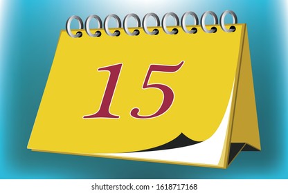 Vector calendar date - day fifteen - business office event sign, reminder icon