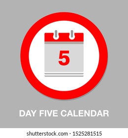 vector calendar date - day five - business office event sign, reminder icon