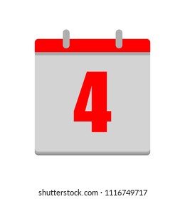 vector calendar date - day four - business office event sign, reminder icon