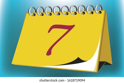Vector calendar date - day seven - business office event sign, reminder icon