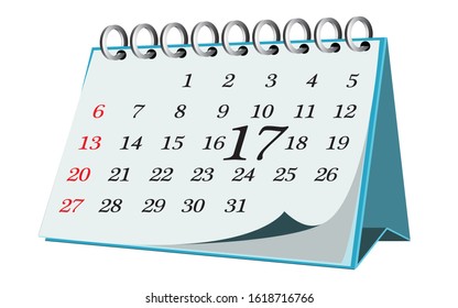 Vector calendar date - day seventeen - business office event sign, reminder icon with white background