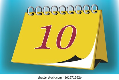 Vector calendar date - day ten - business office event sign, reminder icon