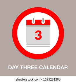 vector calendar date - day three - business office event sign, reminder icon