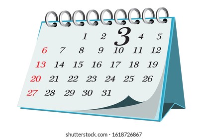 Vector calendar date - day three - business office event sign, reminder icon with white background