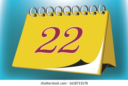 Vector calendar date - day twenty two - business office event sign, reminder icon