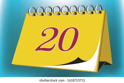 Vector calendar date - day twenty - business office event sign, reminder icon