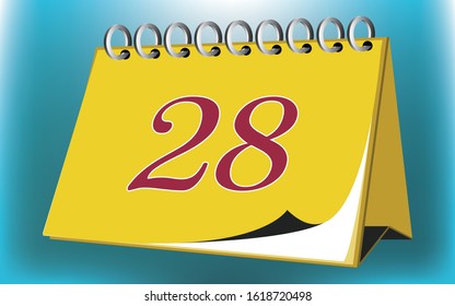 Vector calendar date - day twenty eight - business office event sign, reminder icon