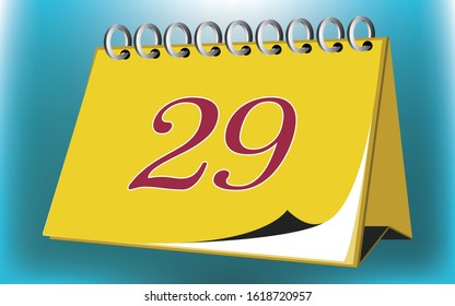 Vector calendar date - day twenty nine - business office event sign, reminder icon