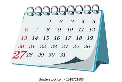Vector calendar date - day twenty seven - business office event sign, reminder icon with white background