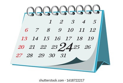 Vector calendar date - day twenty four - business office event sign, reminder icon with white background