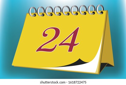 Vector calendar date - day twenty four - business office event sign, reminder icon