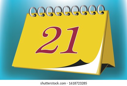Vector calendar date - day twenty one - business office event sign, reminder icon
