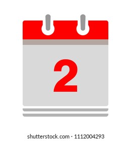 vector calendar date - day two - business office event sign, reminder icon