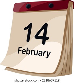 Vector calendar with the date February 14