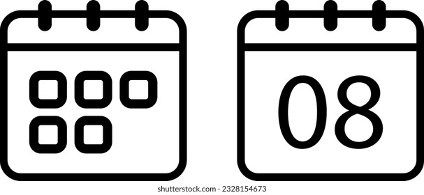 Vector calendar and date icons as reminder of event