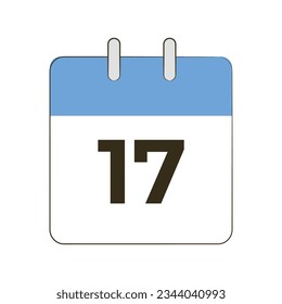 Vector calendar day 17 on white background.