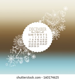 Vector Calendar December Stock Vector (Royalty Free) 160174625 ...