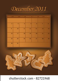 vector Calendar December Christmas 2011
