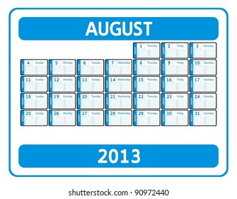 VECTOR - Calendar Design 2013 - August