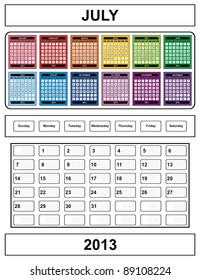 VECTOR - Diseño del calendario 2013 - Julio