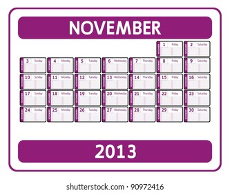 VECTOR - Diseño del calendario 2013 - Noviembre