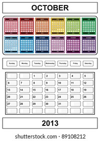 VECTOR - Diseño del calendario 2013 - Octubre