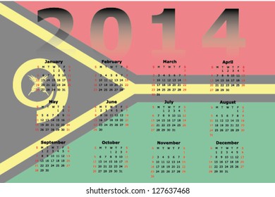 Vector Calendar Design for 2014 with the flag of Vanuatu in the background