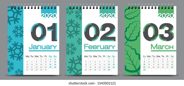 Vector calendar design with 2020 seasons concept
