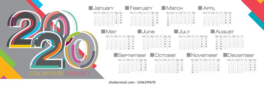 Vector calendar design with 2020 seasons concept and typography