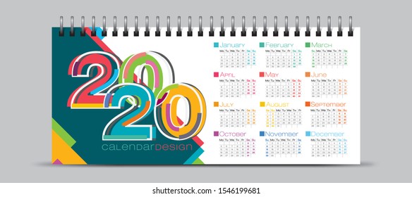 Vector calendar design with 2020 seasons concept and typography