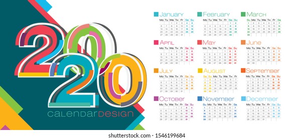 Vector calendar design with 2020 seasons concept and typography