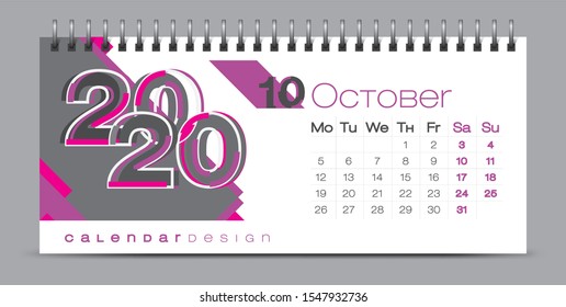 Vector calendar design with 2020 seasons concept and typography