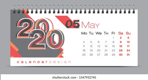 Vector calendar design with 2020 seasons concept and typography