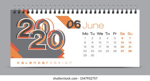 Vector calendar design with 2020 seasons concept and typography