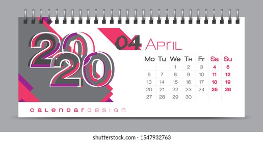 Vector calendar design with 2020 seasons concept and typography